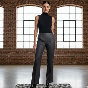 CLARIDGE + KING Washed Silk Wide Leg High Rise Minimalist Charcoal Trousers S